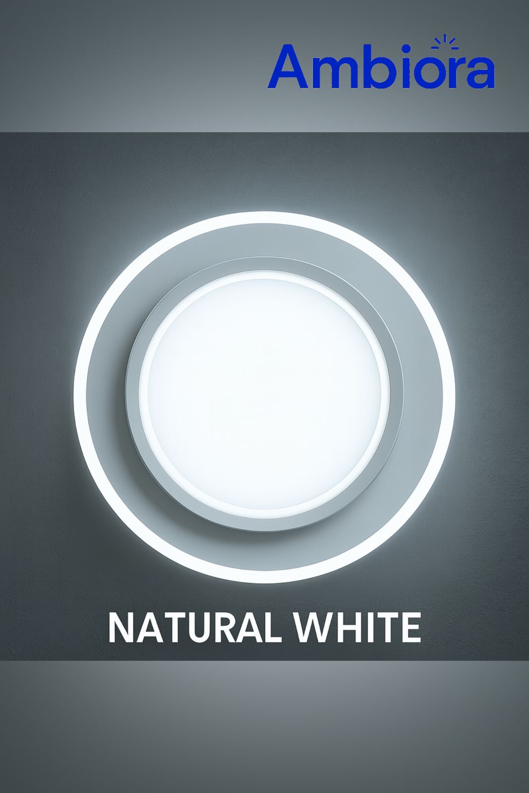 Ambiora LED Ceiling Light 50W – White Round Panel, 3 Color Modes, Eye Protection, CRI ≥97, 20cm for Bedroom | Studyroom | Corridor