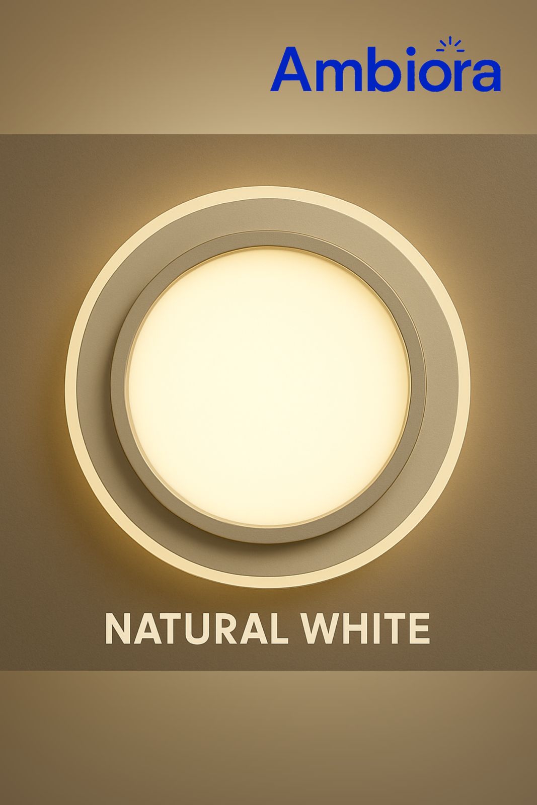 Ambiora LED Ceiling Light 50W – White Round Panel, 3 Color Modes, Eye Protection, CRI ≥97, 20cm for Bedroom | Studyroom | Corridor