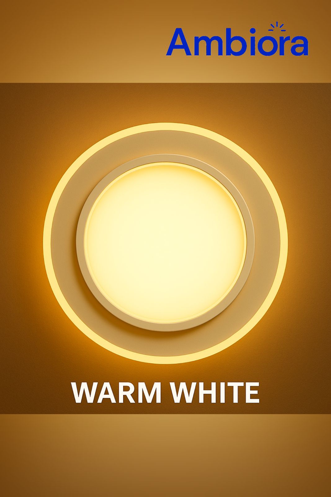 Ambiora LED Ceiling Light 50W – White Round Panel, 3 Color Modes, Eye Protection, CRI ≥97, 20cm for Bedroom | Studyroom | Corridor