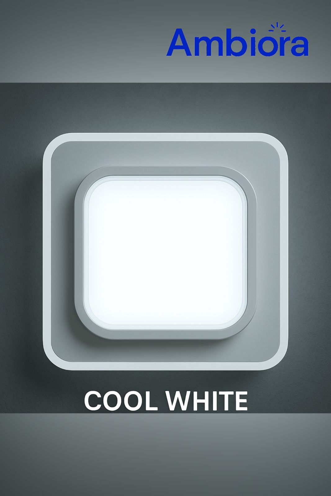 Ambiora LED Ceiling Light 50W – White Square Panel, 3 Color Modes, Eye Protection, CRI ≥97, 20cm for Bedroom | Study room | Corridor