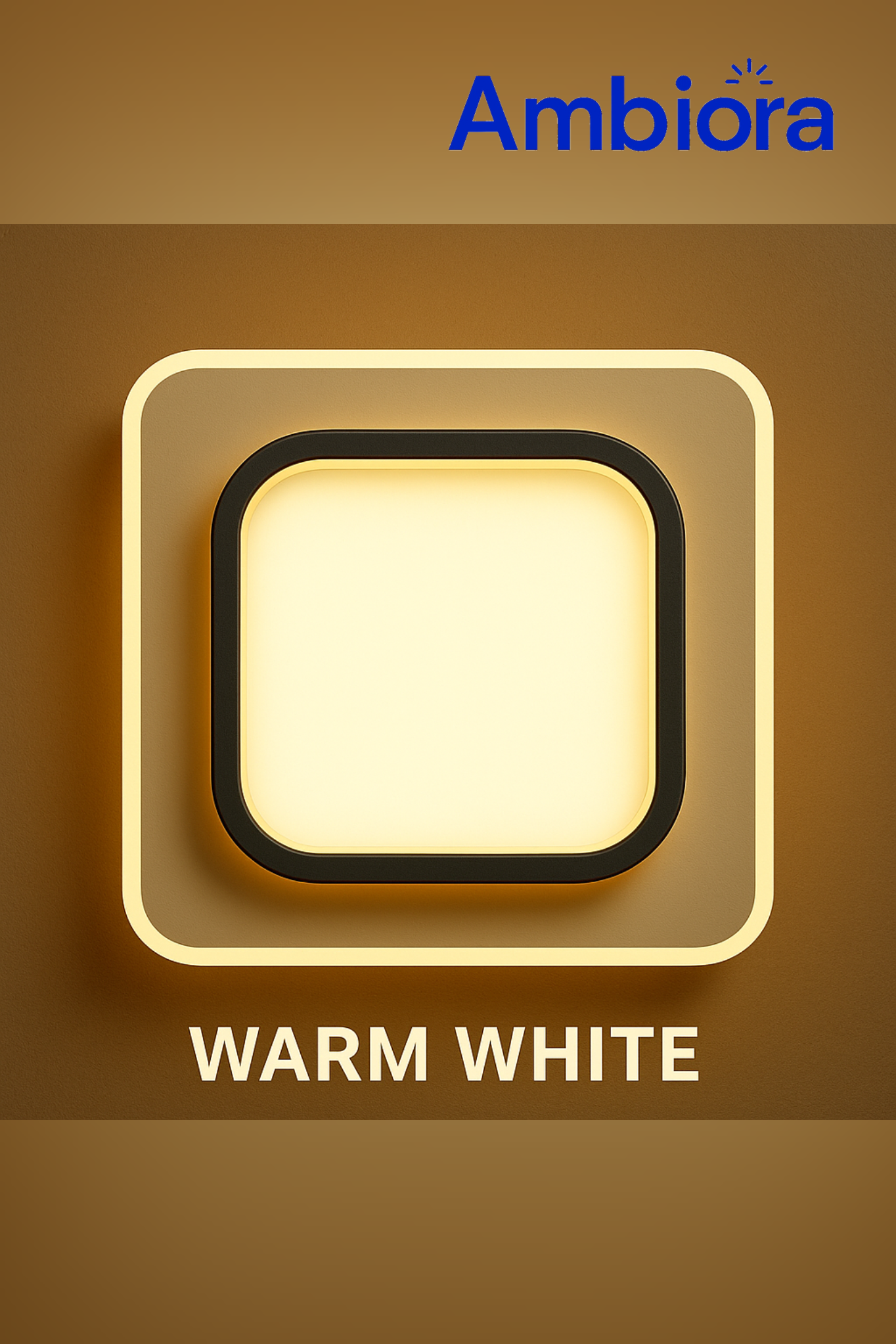 Ambiora LED Ceiling Light 50W – Black Square Panel, 3 Color Modes, Eye Protection, CRI ≥97, 20cm for Bedroom | Studyroom | Corridor