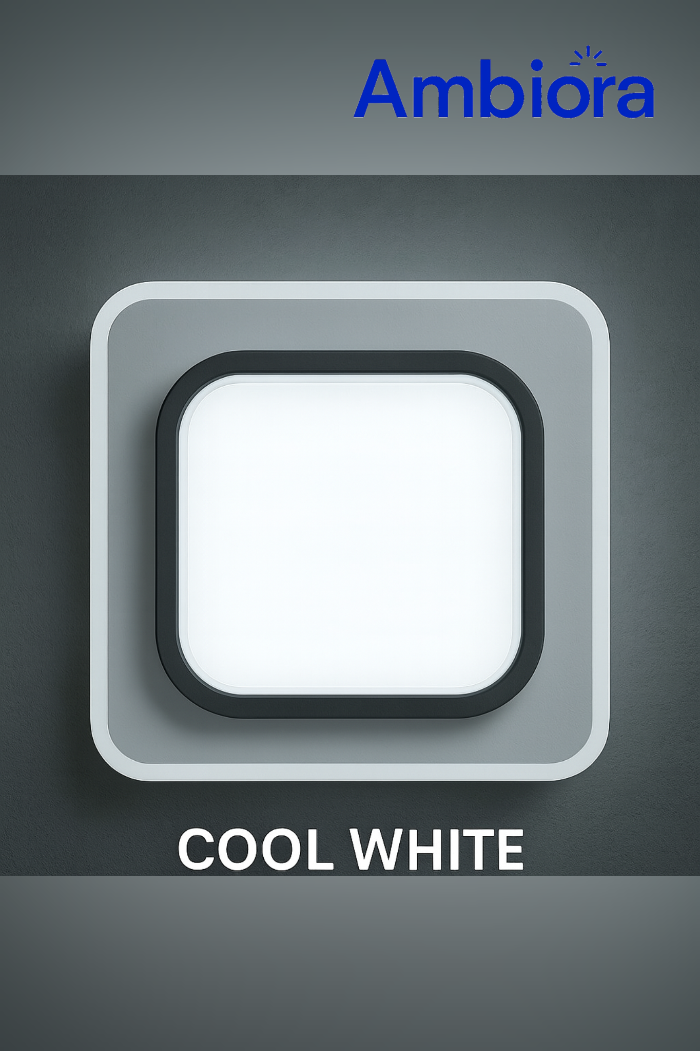 Ambiora LED Ceiling Light 50W – Black Square Panel, 3 Color Modes, Eye Protection, CRI ≥97, 20cm for Bedroom | Studyroom | Corridor