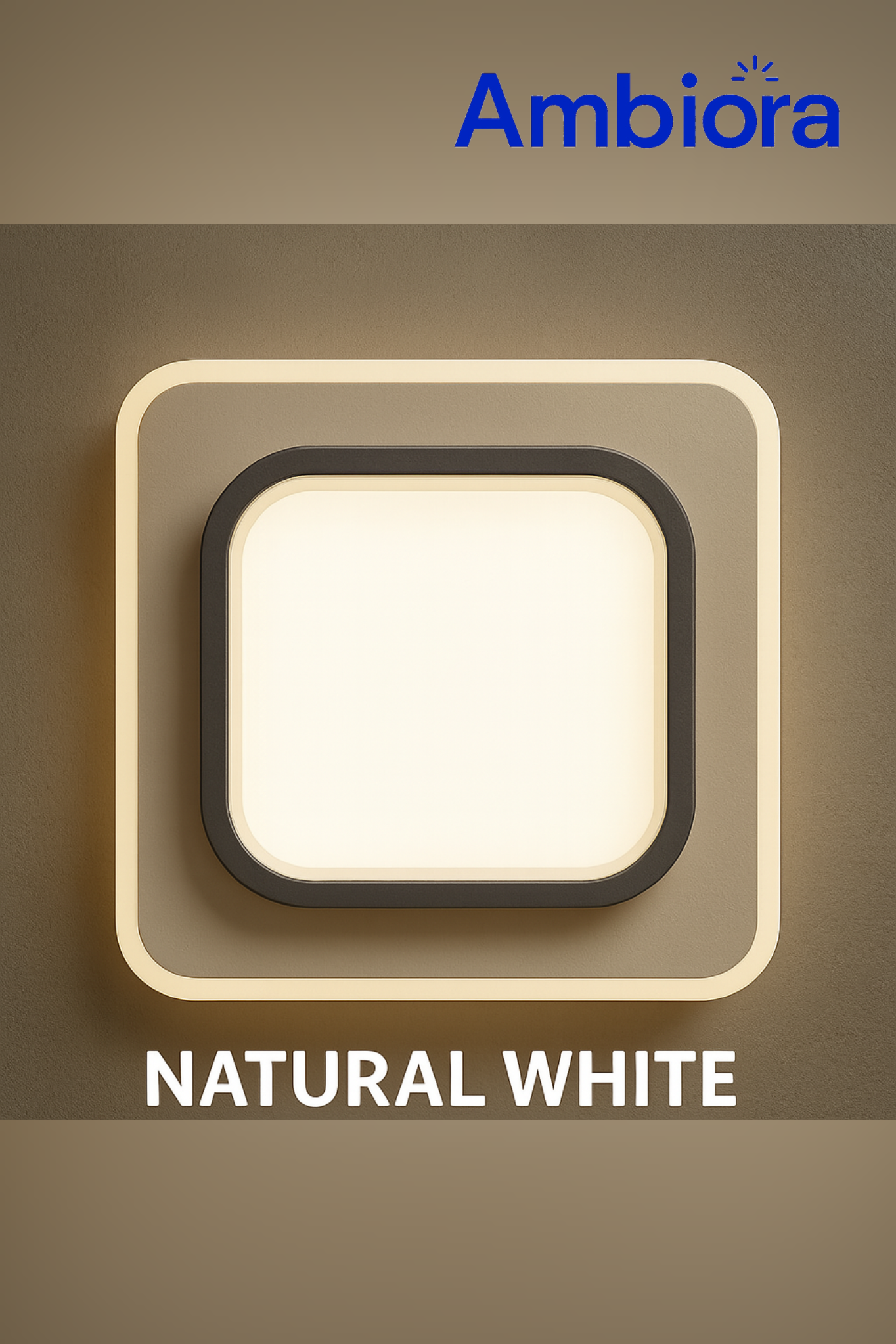 Ambiora LED Ceiling Light 50W – Black Square Panel, 3 Color Modes, Eye Protection, CRI ≥97, 20cm for Bedroom | Studyroom | Corridor